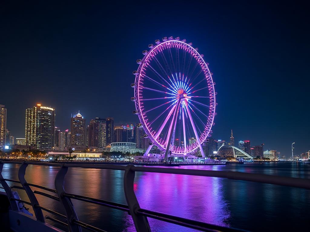 Ain Dubai observation wheel at night from cruise