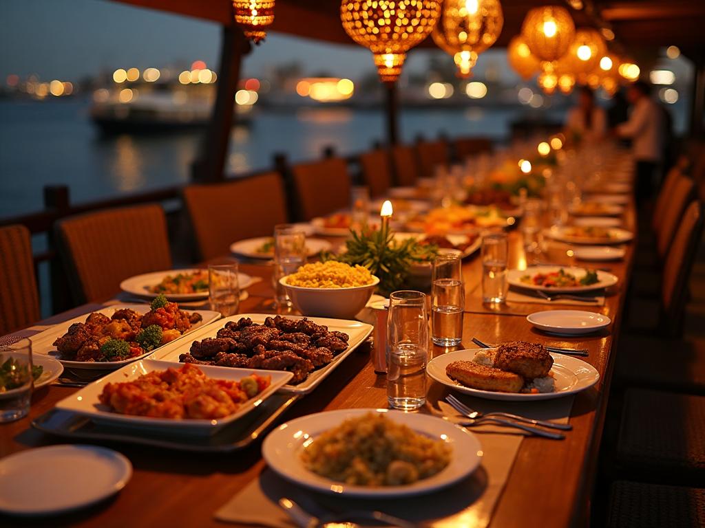 International buffet dinner on dhow cruise