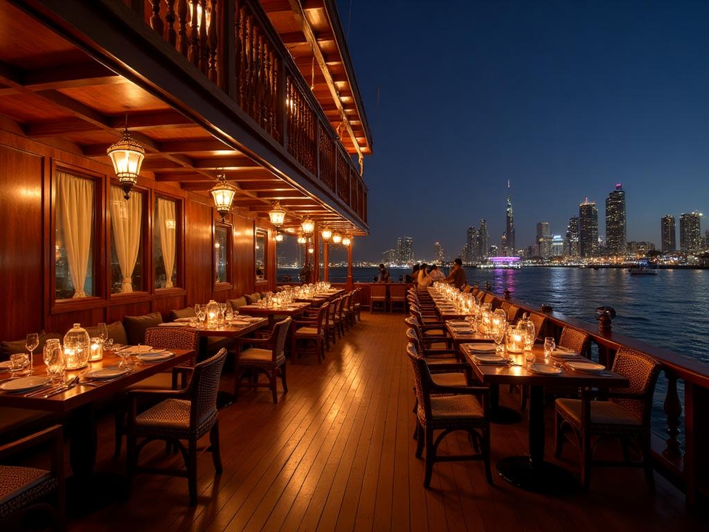 Elegant dhow cruise deck dining