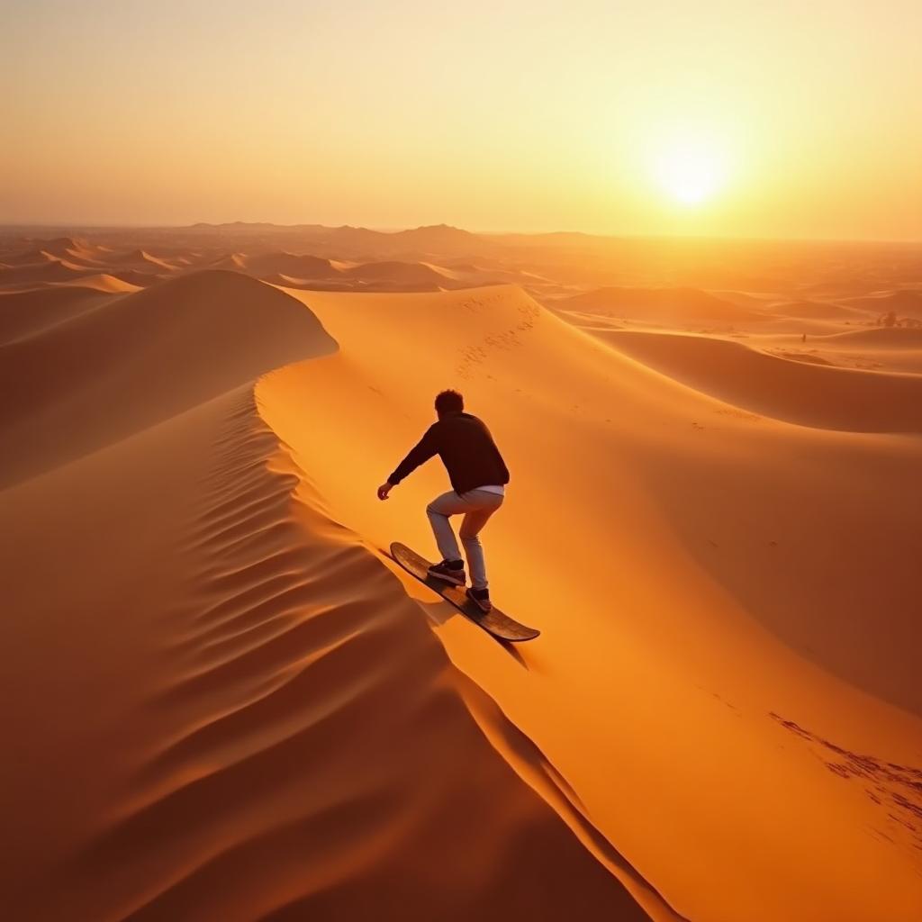 Morning Desert Safari Sandboarding at Sunrise
