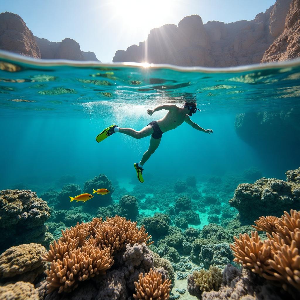 Snorkeling in crystal-clear Musandam waters