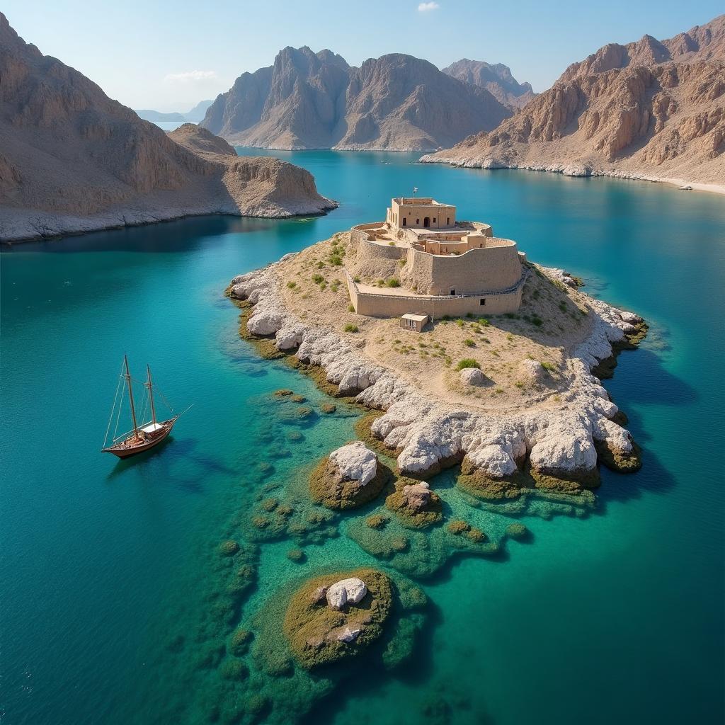 Telegraph Island in Musandam fjords
